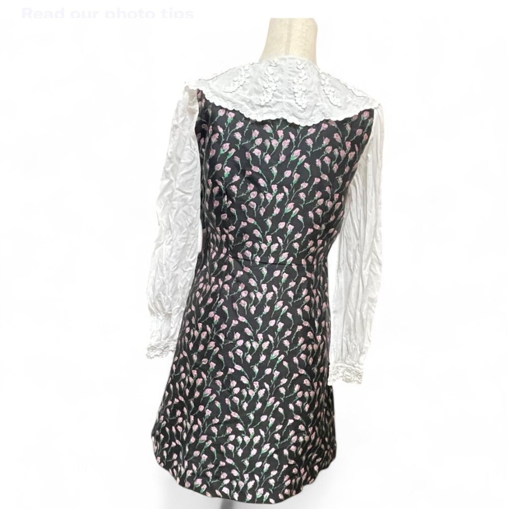 & Other Stories Embroidered Jacquard Mini Dress with Contrasting Cotton‎ Sleeves - Picture 3 of 12